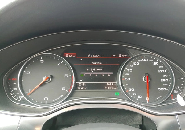 Audi A6 cena 69990 przebieg: 214930, rok produkcji 2014 z Krapkowice małe 67